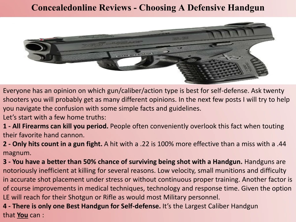 concealedonline reviews choosing a defensive handgun