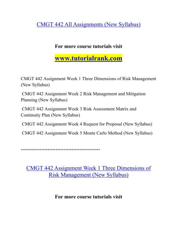 CMGT 442 Effective Communication - tutorialrank.com