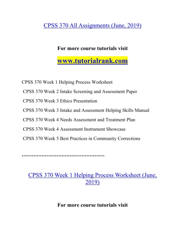 CPSS 370 Effective Communication - tutorialrank.com