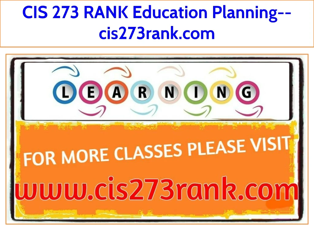 cis 273 rank education planning cis273rank com