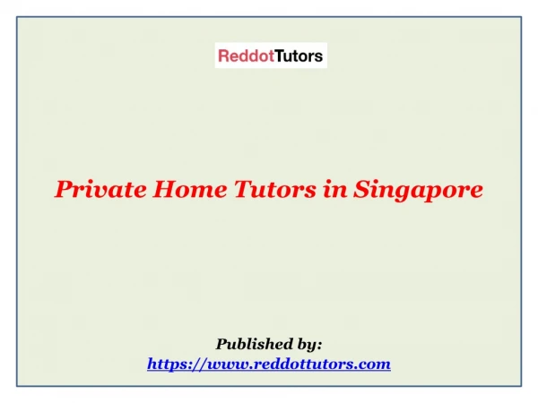 Private Home Tutors in Singapore