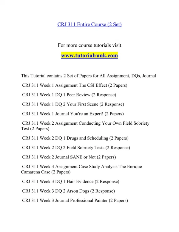 CRJ 311 Effective Communication - tutorialrank.com
