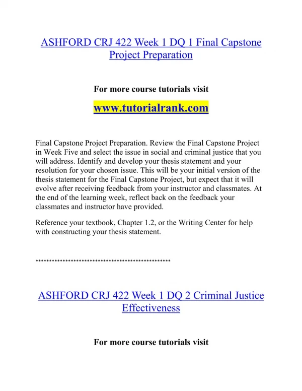 CRJ 422 Effective Communication - tutorialrank.com