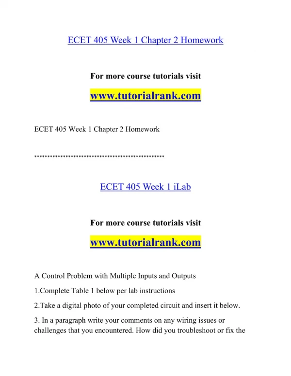 ECET 405 Effective Communication - tutorialrank.com
