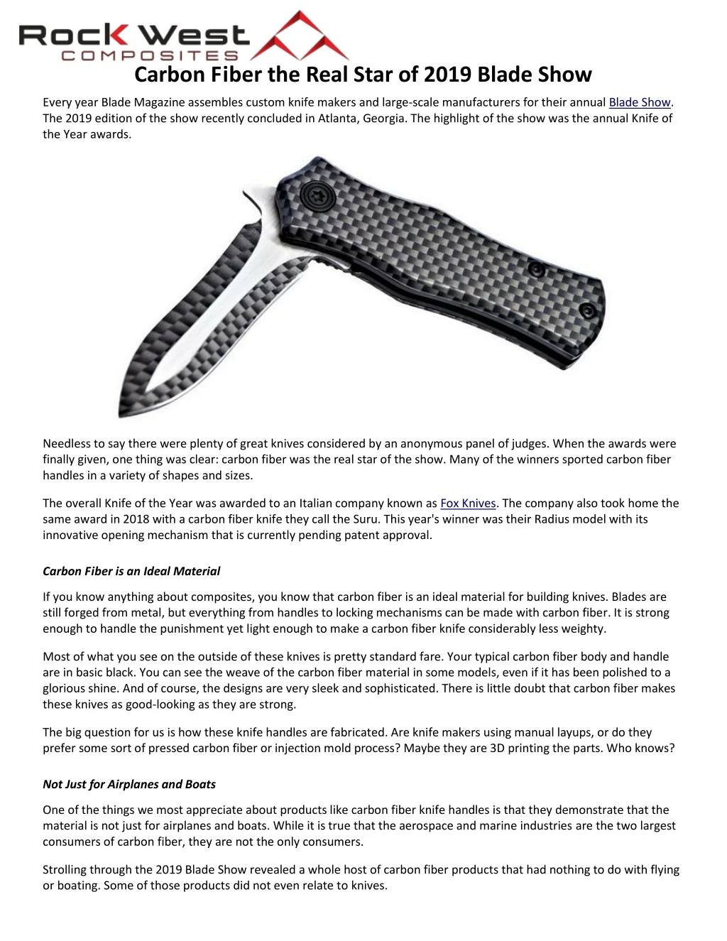 carbon fiber the real star of 2019 blade show