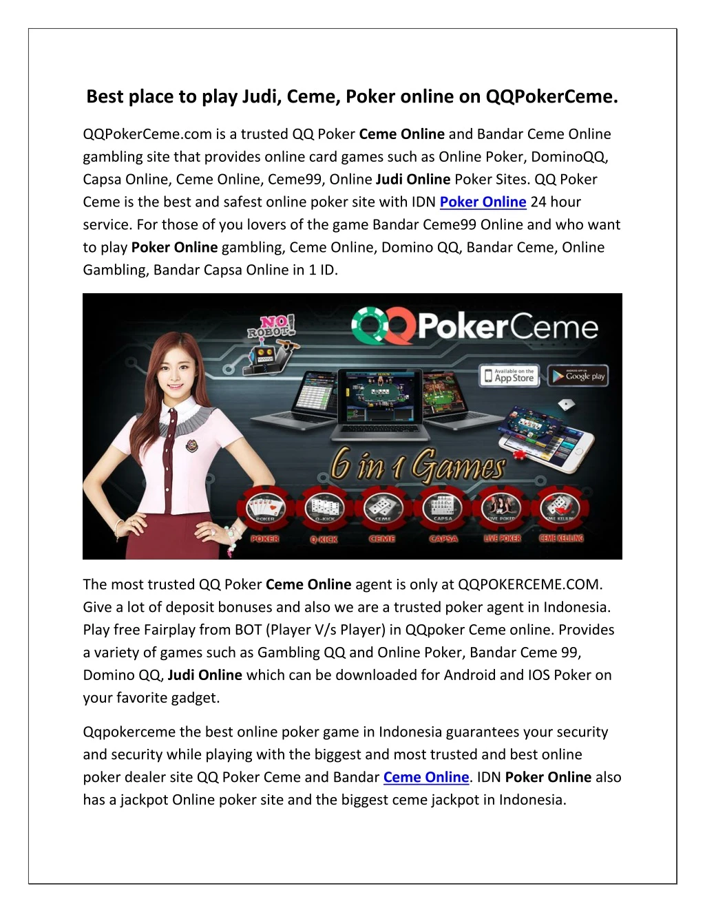 best place to play judi ceme poker online