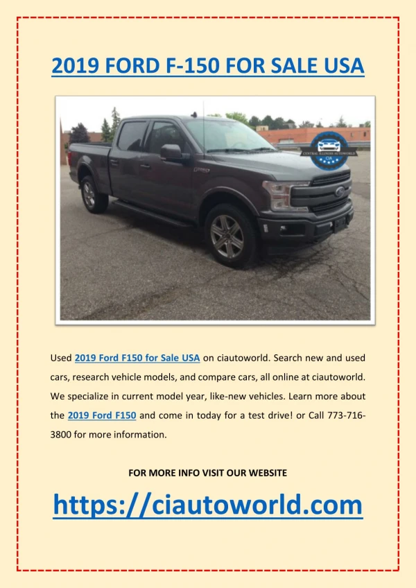 2019 Ford F-150 For Sale USA