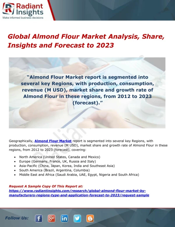 Global Almond Flour Market Analysis, Share, Insights and Forecast to 2023