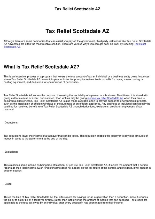 Tax Relief Scottsdale AZ