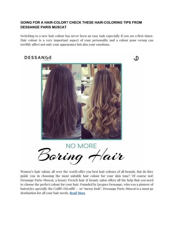 GOING FOR A HAIR-COLOR? CHECK THESE HAIR-COLORING TIPS FROM DESSANGE PARIS MUSCAT