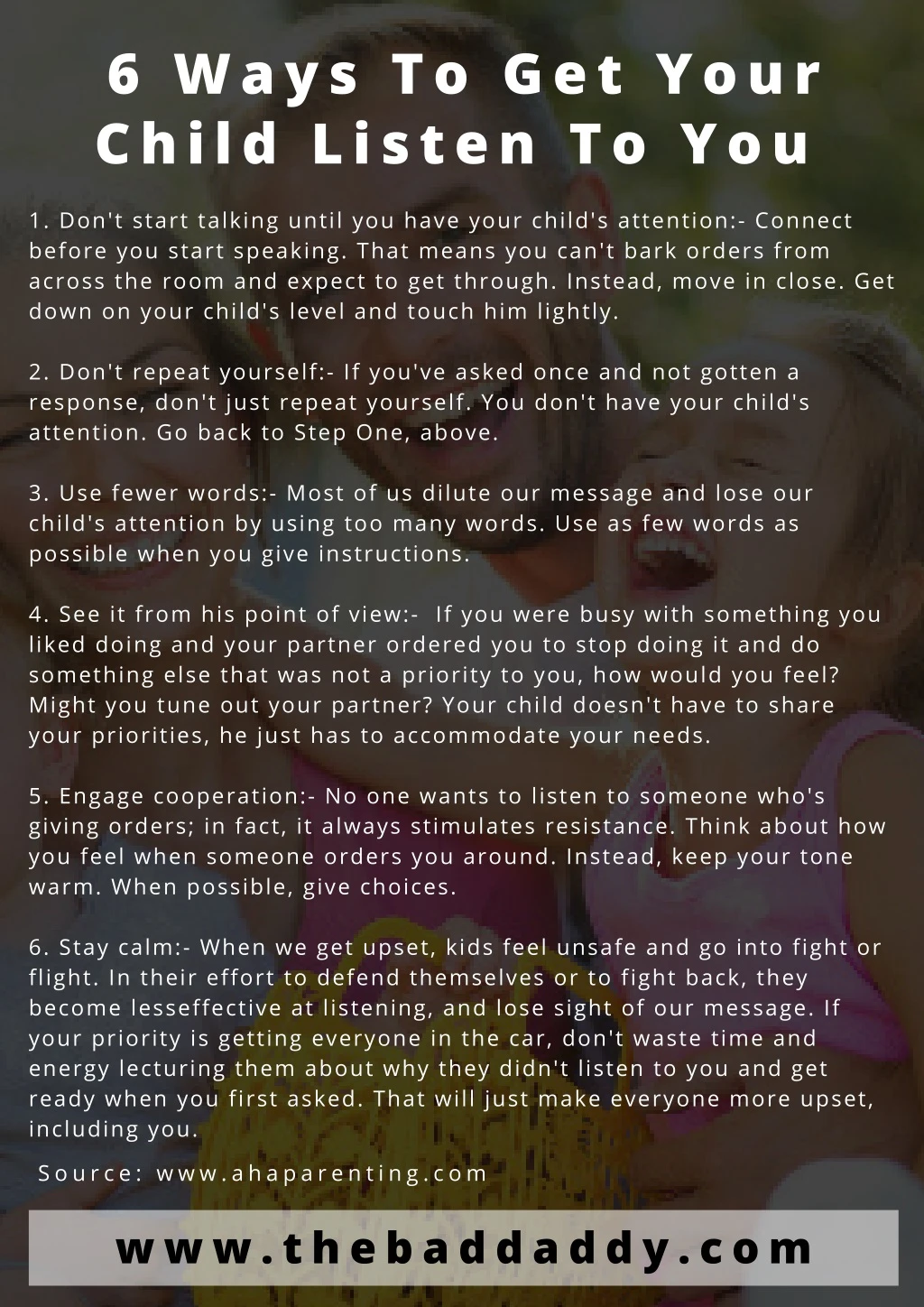 6 ways to get your child listen to you