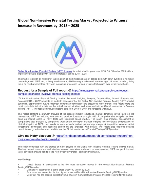 global non invasive prenatal testing market