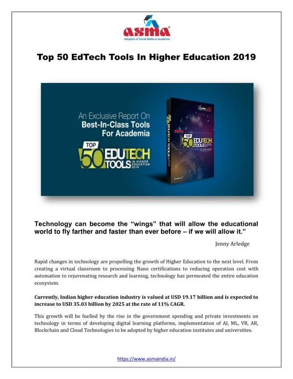 Top 50 EdTech Tools in Higher Education 2019 – ASMA
