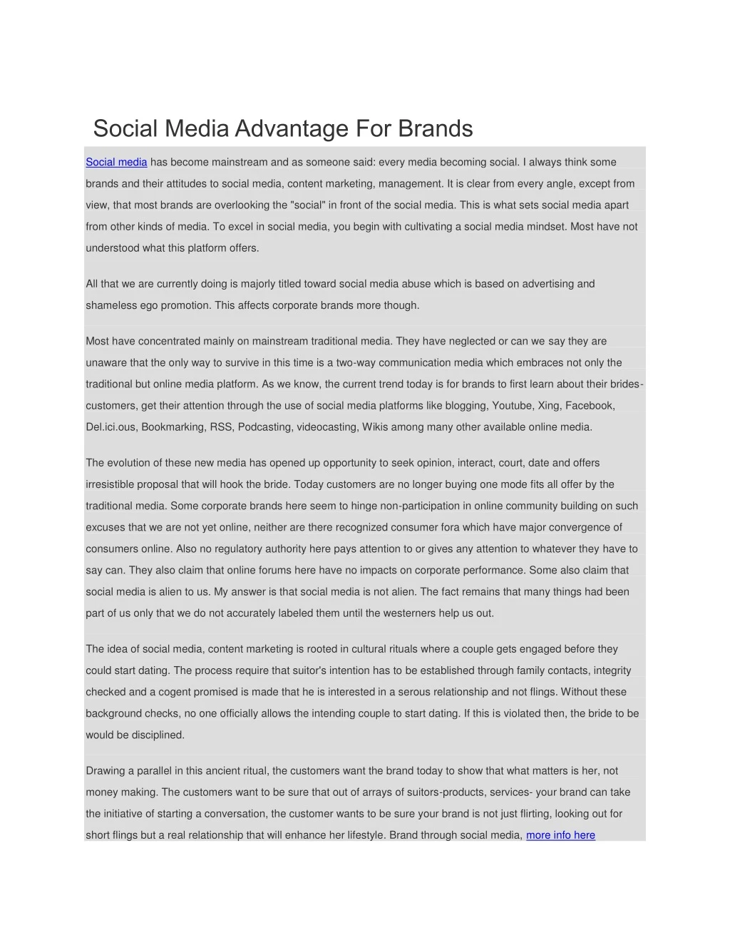social media advantage for brands