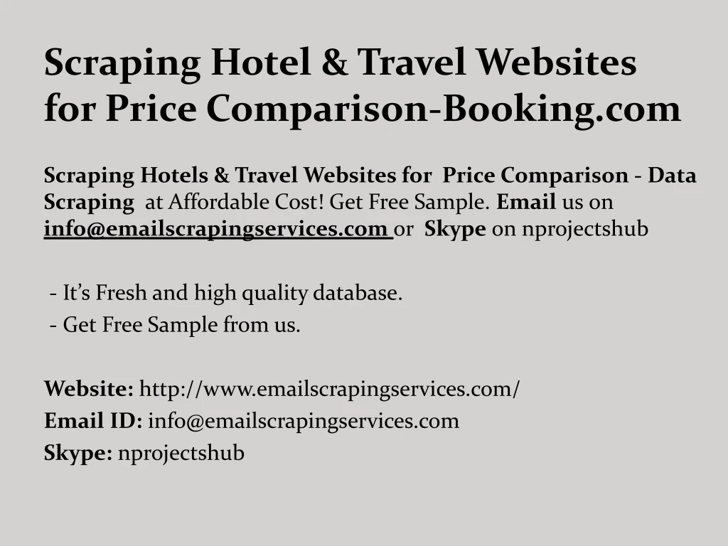 scraping hotel travel websites for price comparison booking com