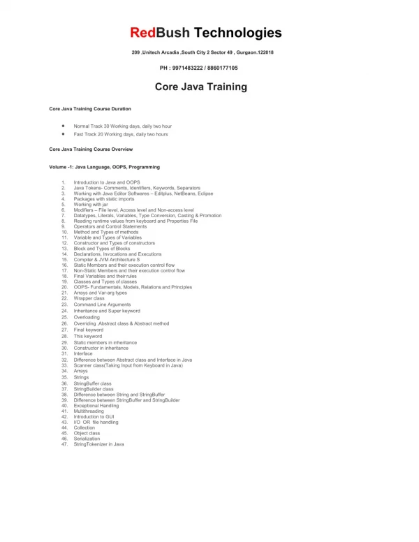 Core Java Course In Gurgoan