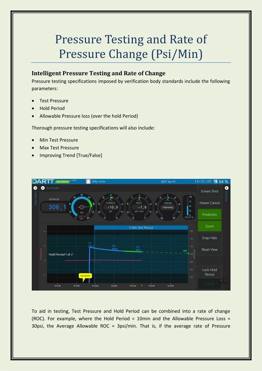 pressure testing and rate of pressure change