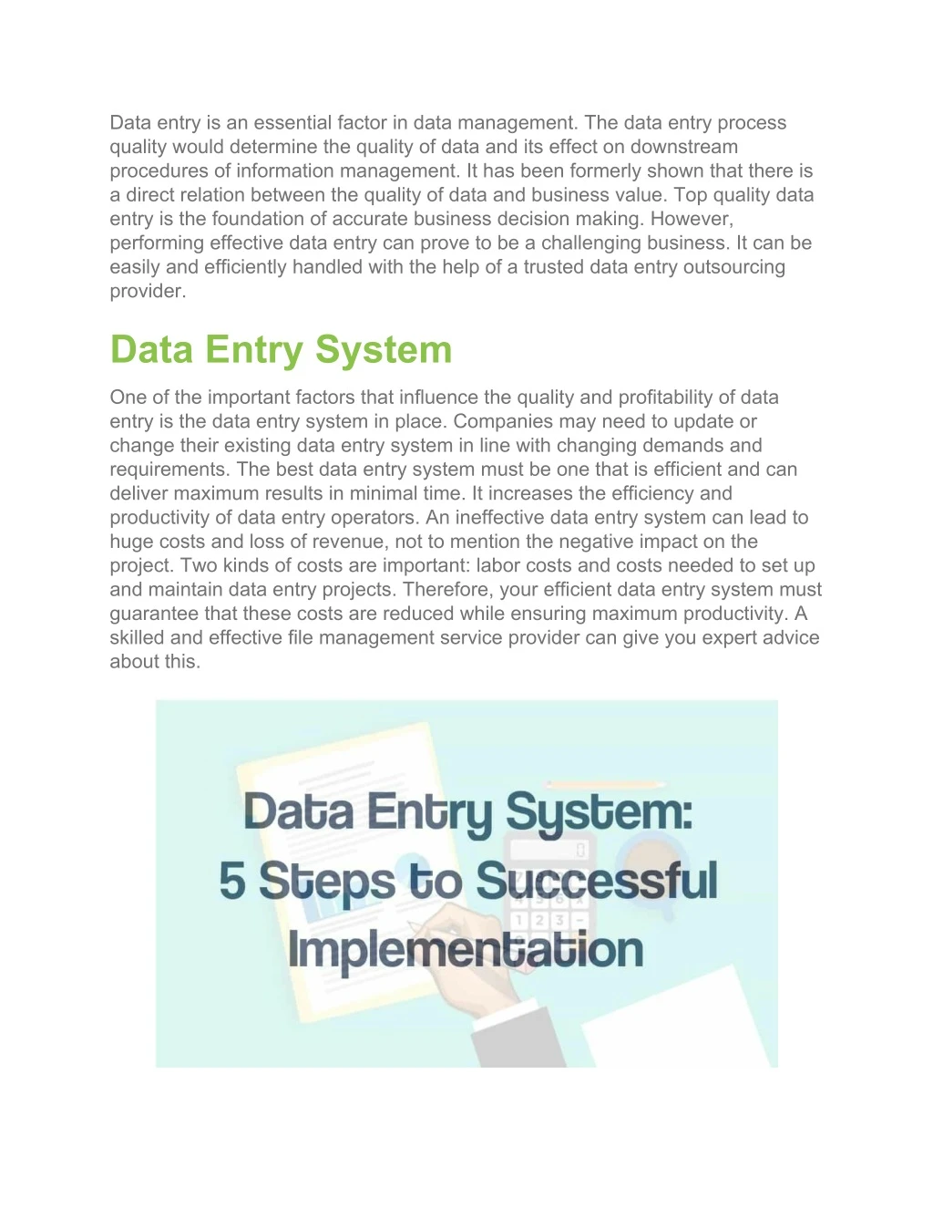 data entry is an essential factor in data