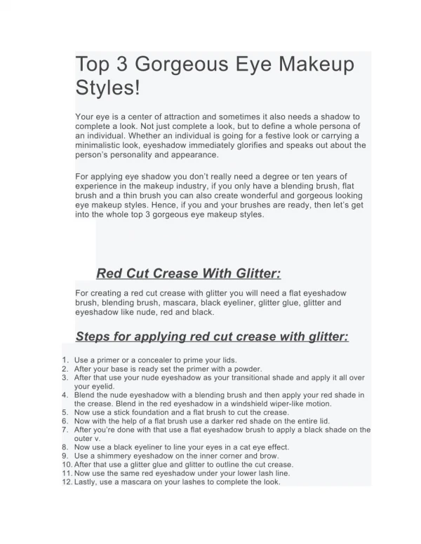 Top 3 Gorgeous Eye Makeup Styles!