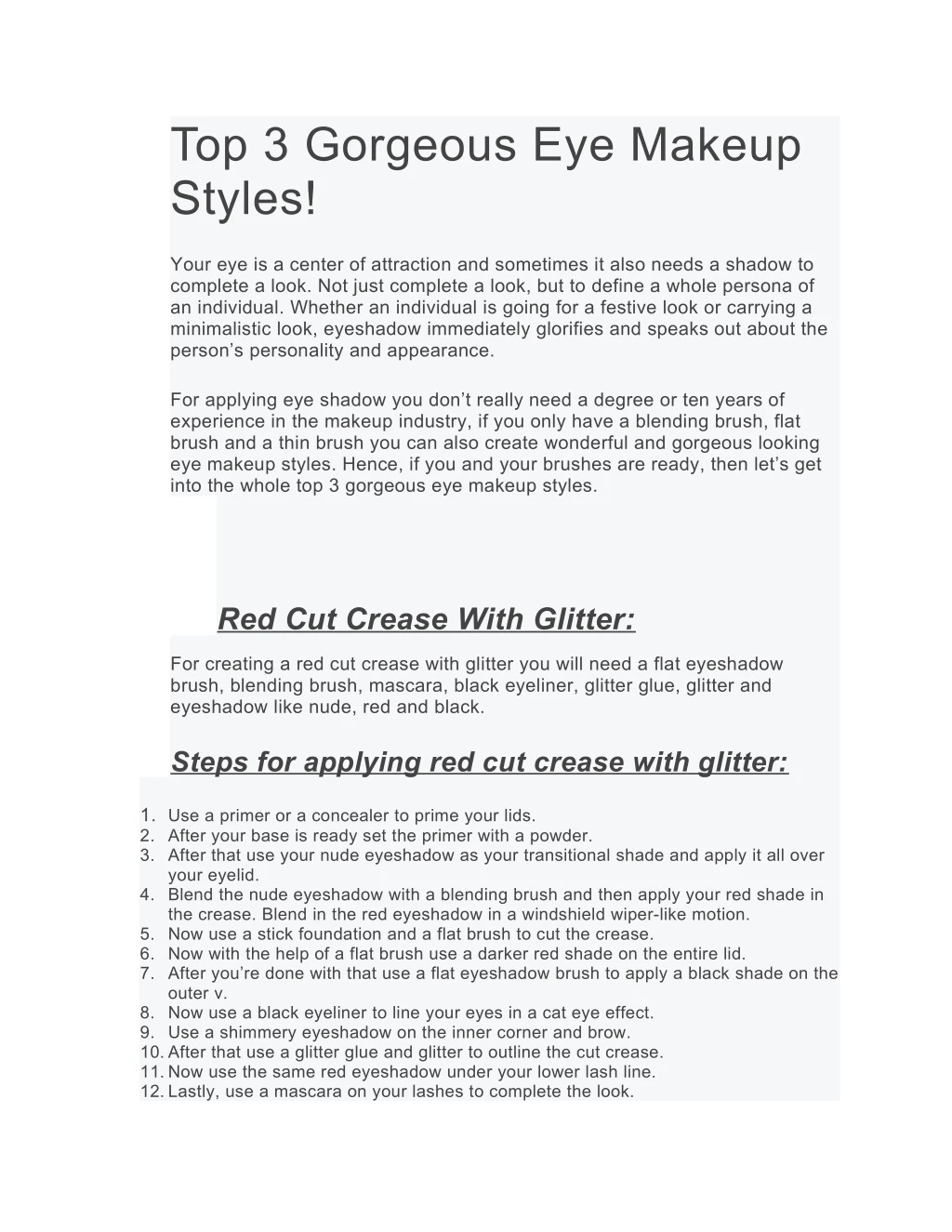 top 3 gorgeous eye makeup styles