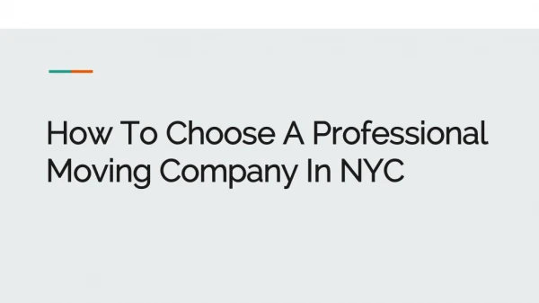 How To Choose A Professional Moving Company In NYC