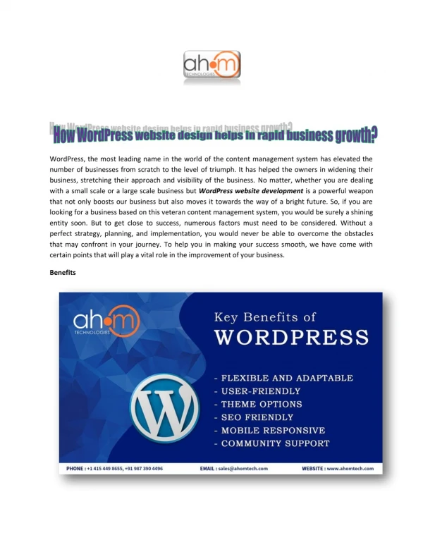 How WordPress website design helps in rapid business growth?