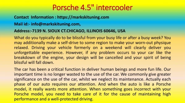 How to Improve At Porsche 4.5" intercooler in 60 Minutes