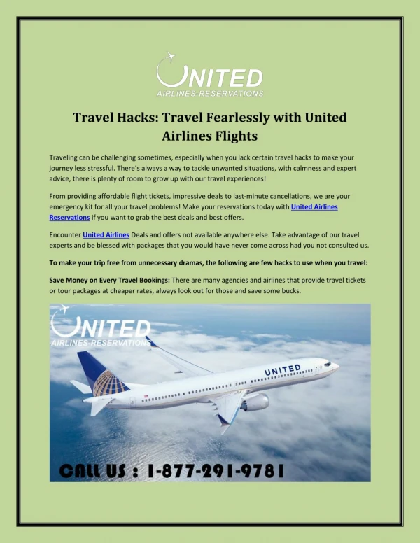 Travel Hacks: Travel Fearlessly with United Airlines Flights