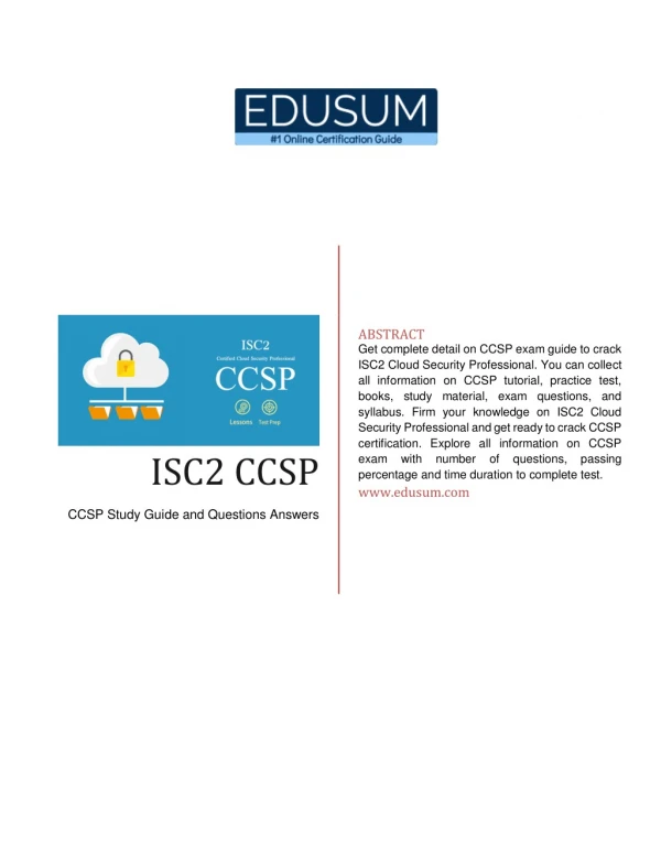 ISC2 Cloud Security Professional Exam Study Guide and Questions-Answers