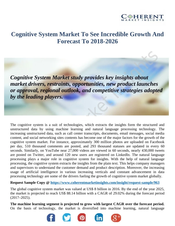 Cognitive System Market To Significantly Increase Revenues By 2026