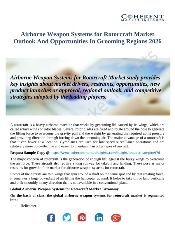 Airborne Weapon Systems for Rotorcraft Market Comparative Product Portfolio Analysis 2018-2026