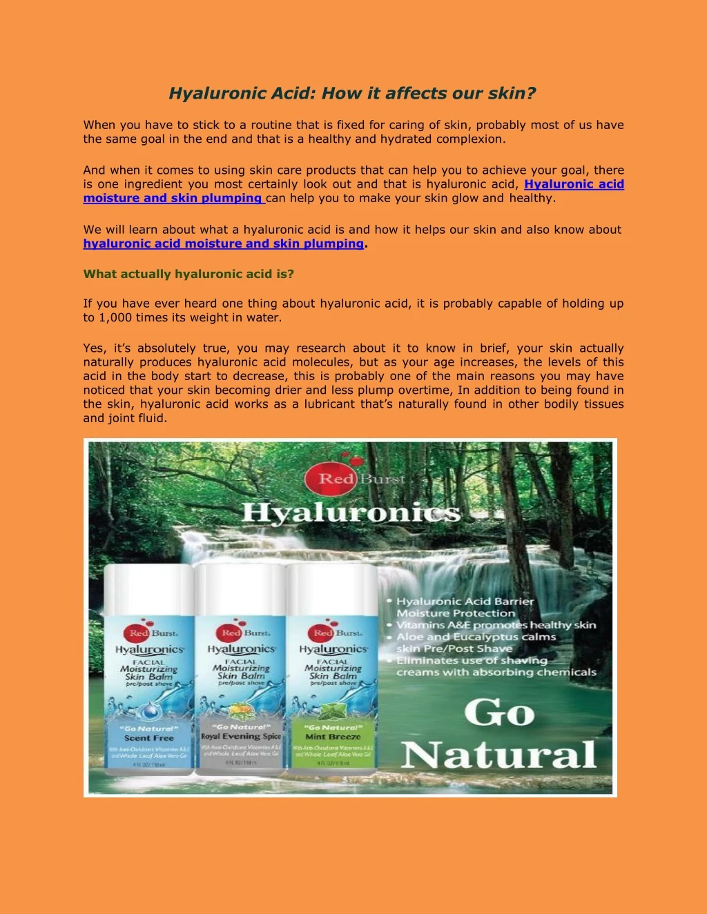 hyaluronic acid how it affects our skin when