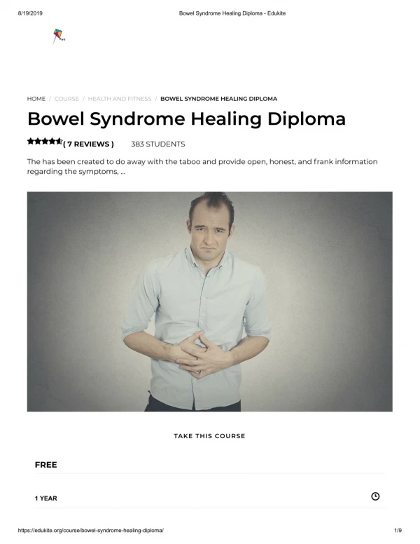 Bowel Syndrome Healing Diploma - Edukite