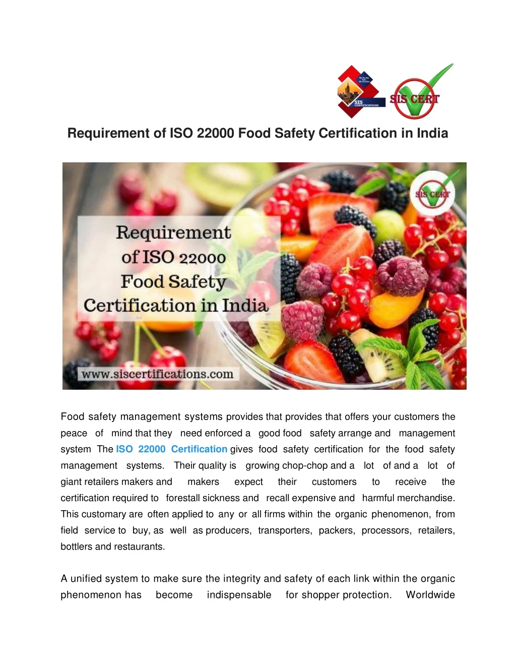 requirement of iso 22000 food safety