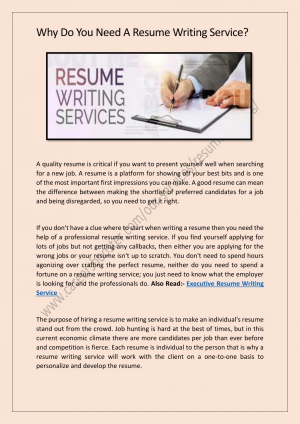 Why Do You Need A Resume Writing Service?