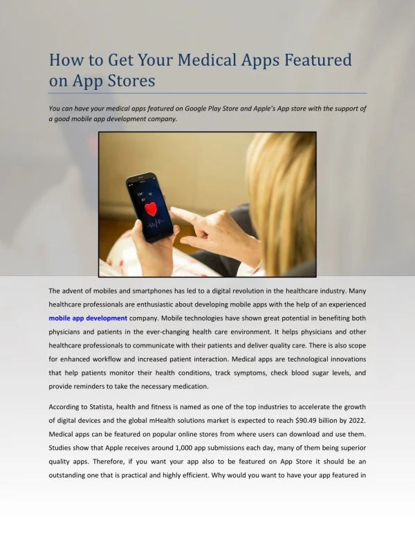 How to Get Your Medical Apps Featured on App Stores
