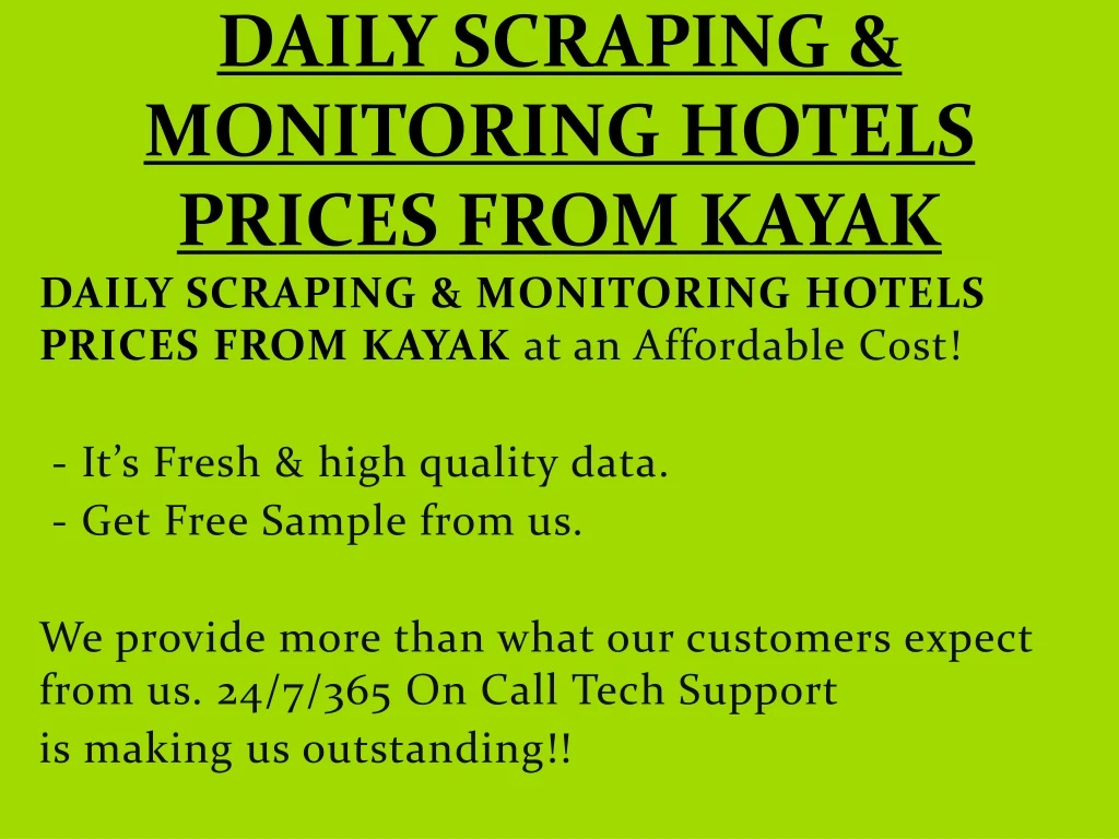daily scraping monitoring hotels prices from kayak