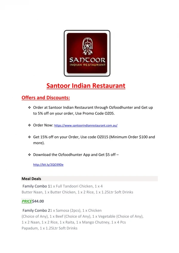 Santoor Indian Restaurant Menu – Indian Restaurant Newington, NSW