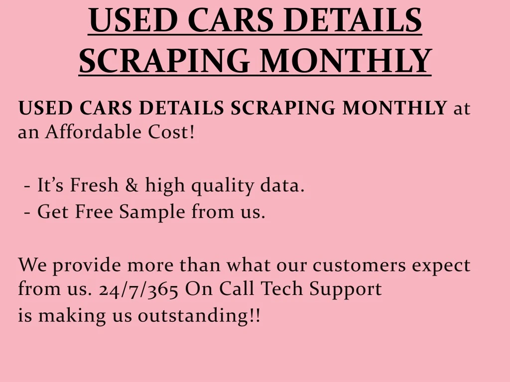 used cars details scraping monthly