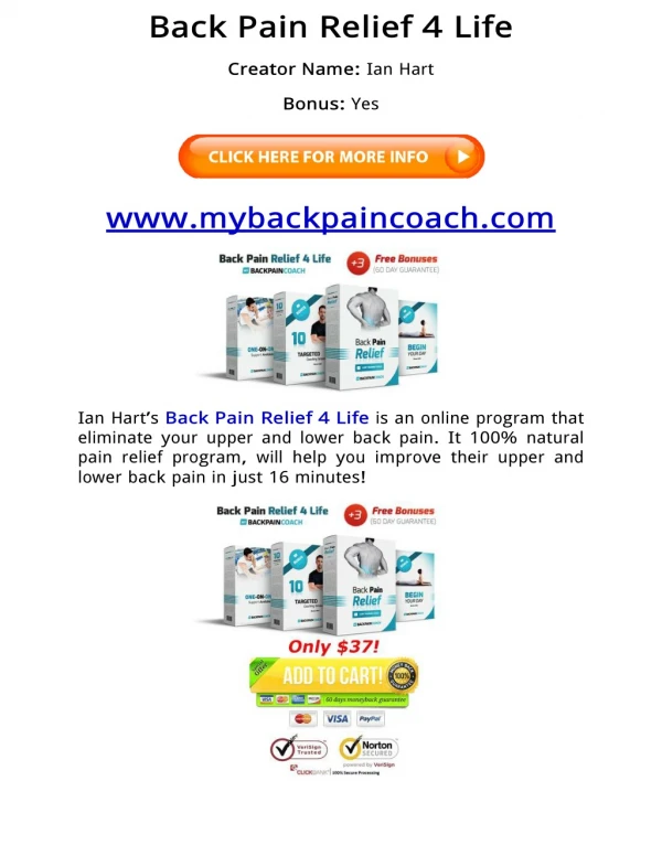 (PDF) Back Pain Relief 4 Life PDF Book Free Download: Ian Hart