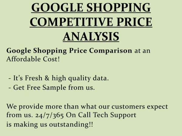 GOOGLE SHOPPING COMPETITIVE PRICE ANALYSIS