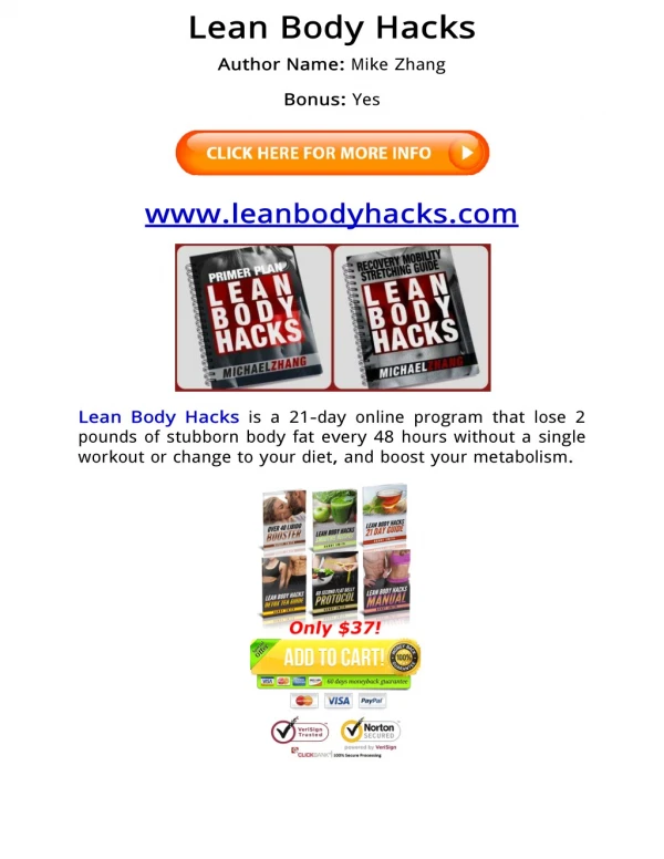 (PDF) Lean Body Hacks Manual PDF Free Download: Michael Zhang