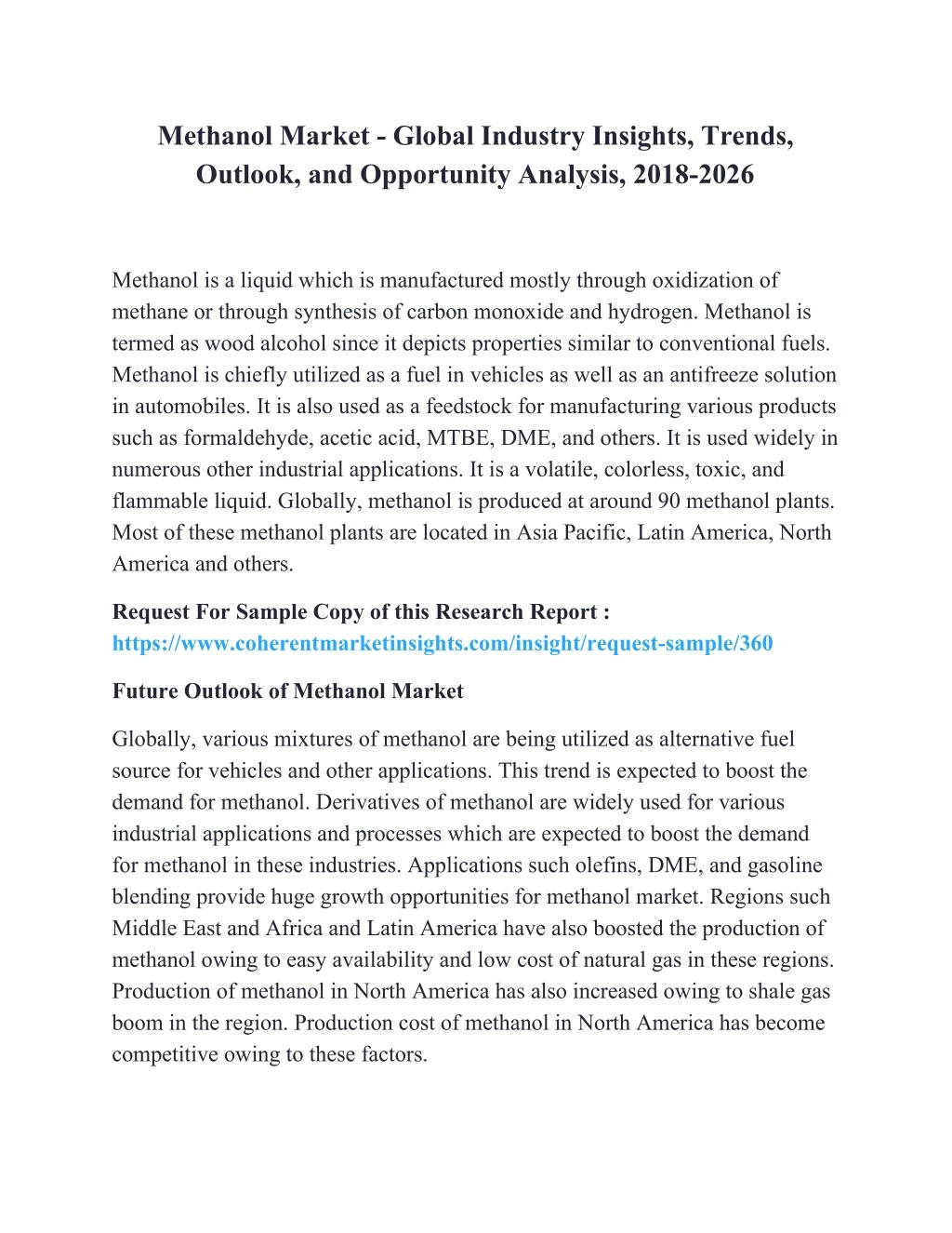 methanol market global industry insights trends