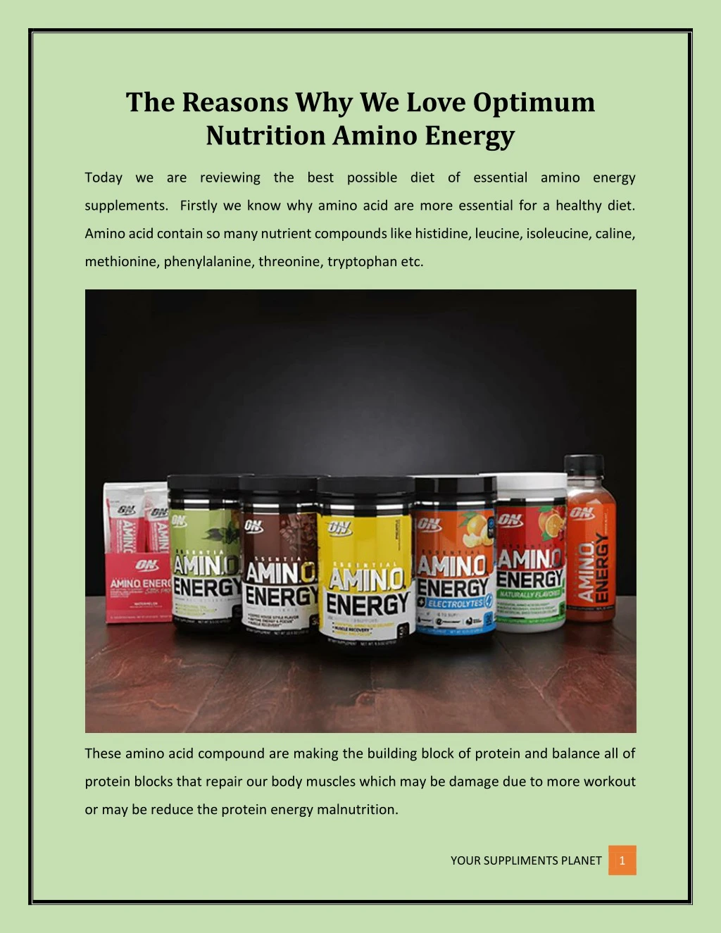 the reasons why we love optimum nutrition amino