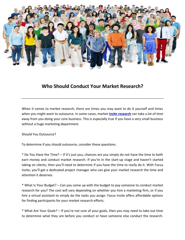 Who Should Conduct Your Market Research?