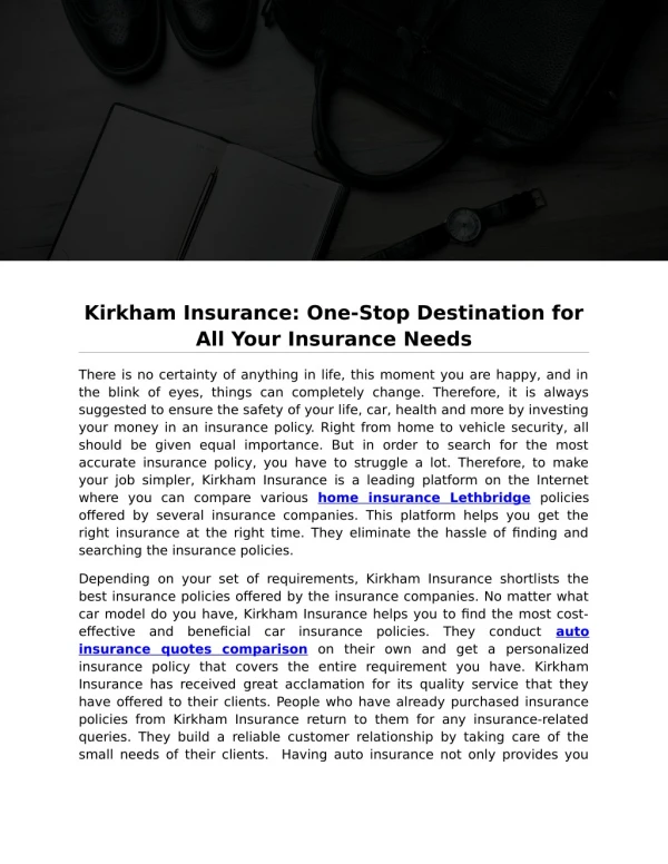 Kirkham Insurance: One-Stop Destination for All Your Insurance Needs