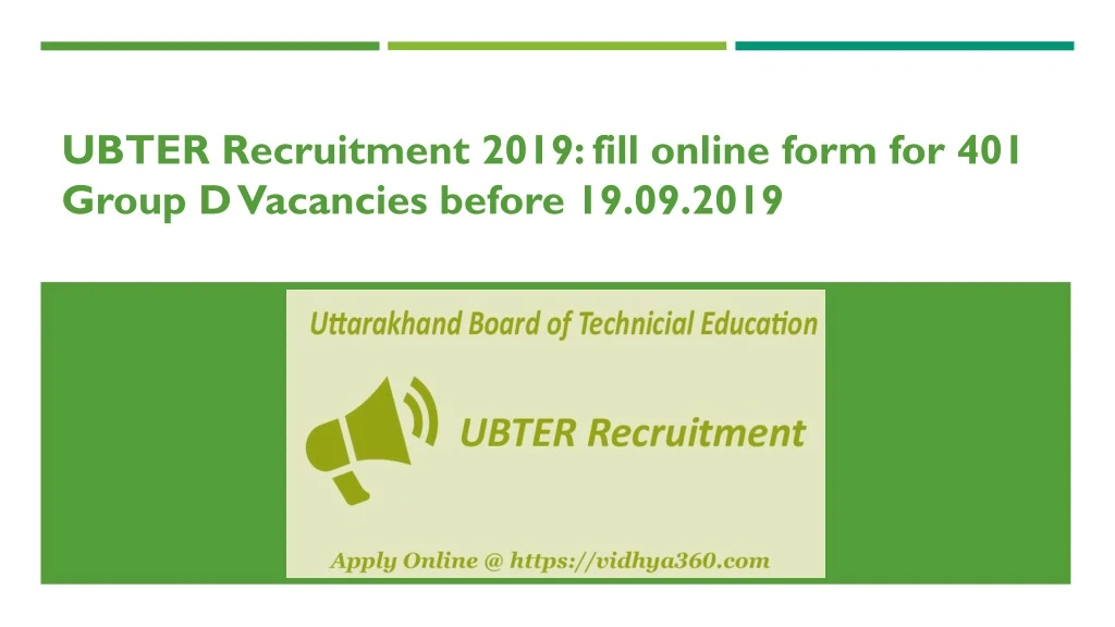 ubter recruitment 2019 fill online form for 401 group d vacancies before 19 09 2019