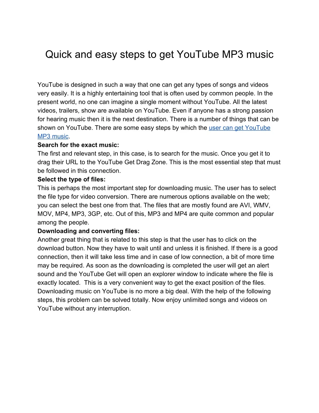 quick and easy steps to get youtube mp3 music