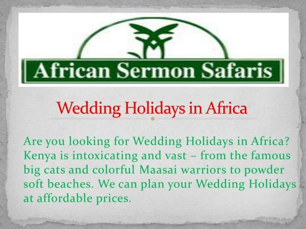 Wedding Holidays in Africa