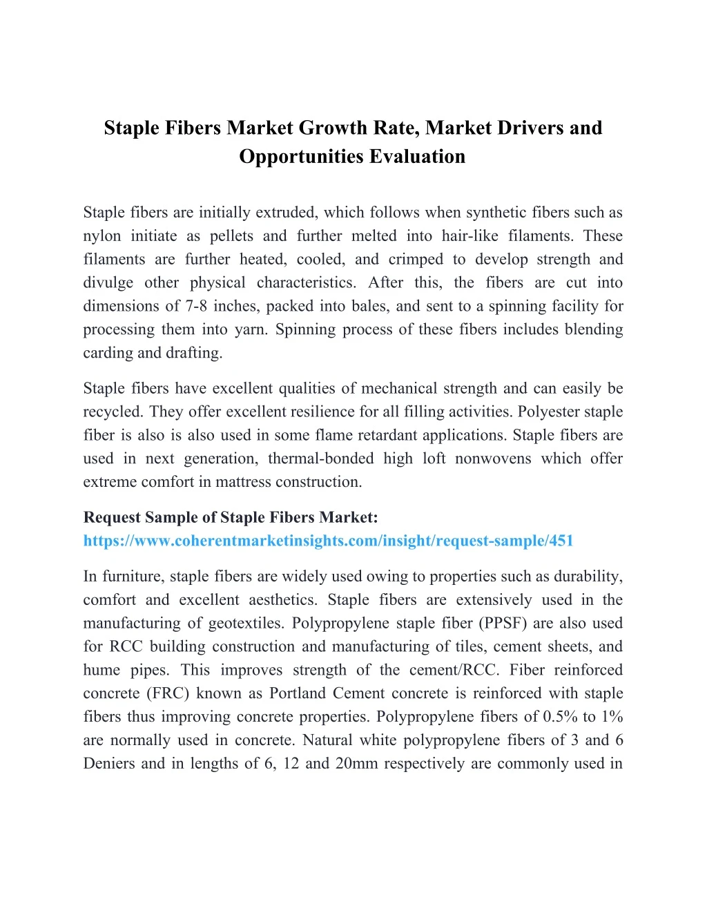 staple fibers market growth rate market drivers